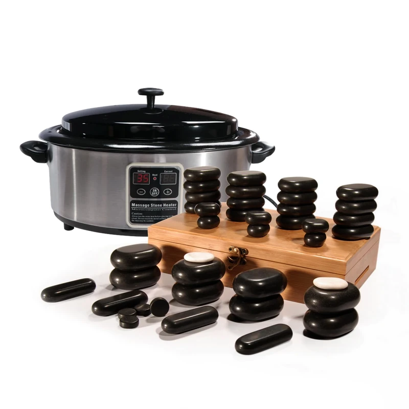 Master Massage 6 Quart Stone Heater with Timer and Professional 40 Pcs Stone Set Combo