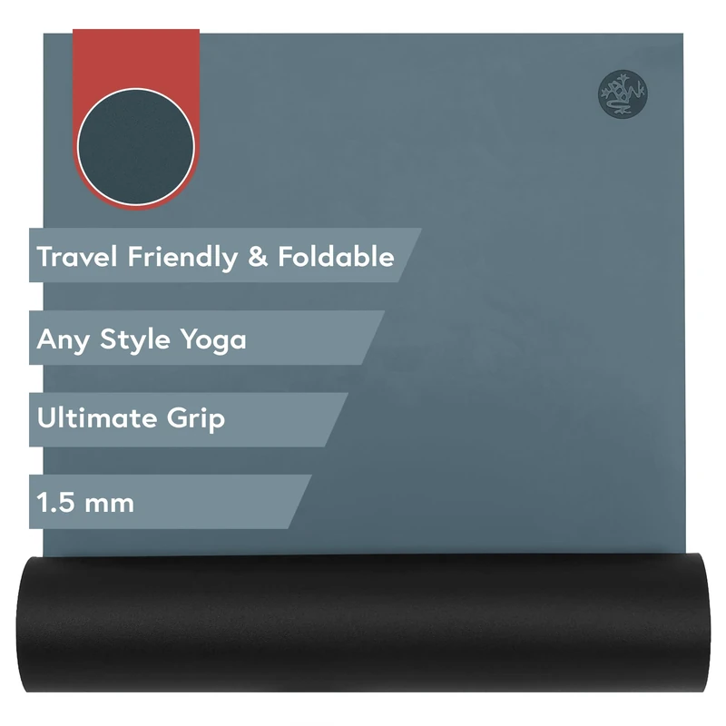 Manduka GRP Adapt Travel - Hot Yoga on the Go | Non-Slip Floor Grip Mat 1.5mm Foldable, Travel-Ready | Sweat Resistant | Eco-Friendly | 71 x 24 inches