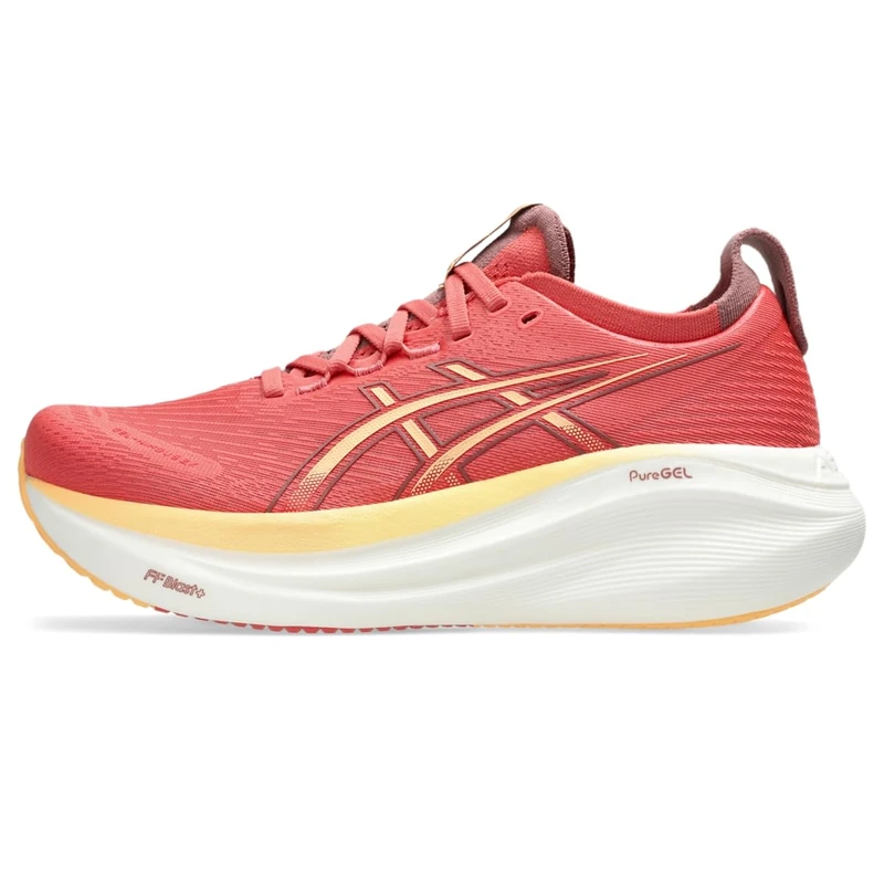 ASICS Women's Gel-Nimbus 27 Sneaker - Dark Pink Clay/Orange Glow