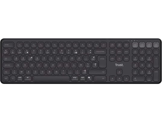Trust Arvia Ergonomic Wireless Keyboard Quiet AZERTY French Bluetooth + 2.4GHz, Two-Part Multi-Device Bluetooth Keyboard with Palm Rest, PC Laptop Mac, Black