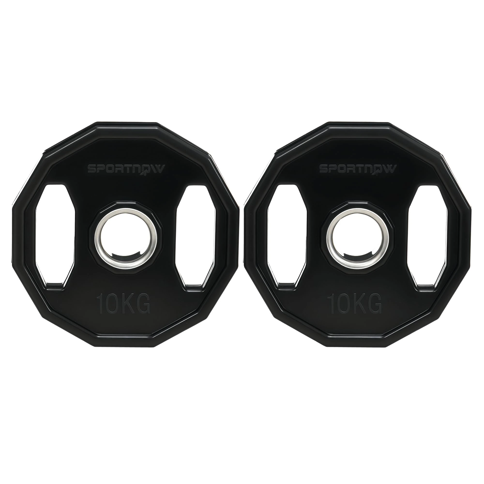 SPORTNOW Olympic Weight Plates Set, Metal and Rubber Bumper Plates Weights Discs with 2"/5cm Holes, for Home Gym Weight Lifting Strength Training, 2 x 10kg, Black