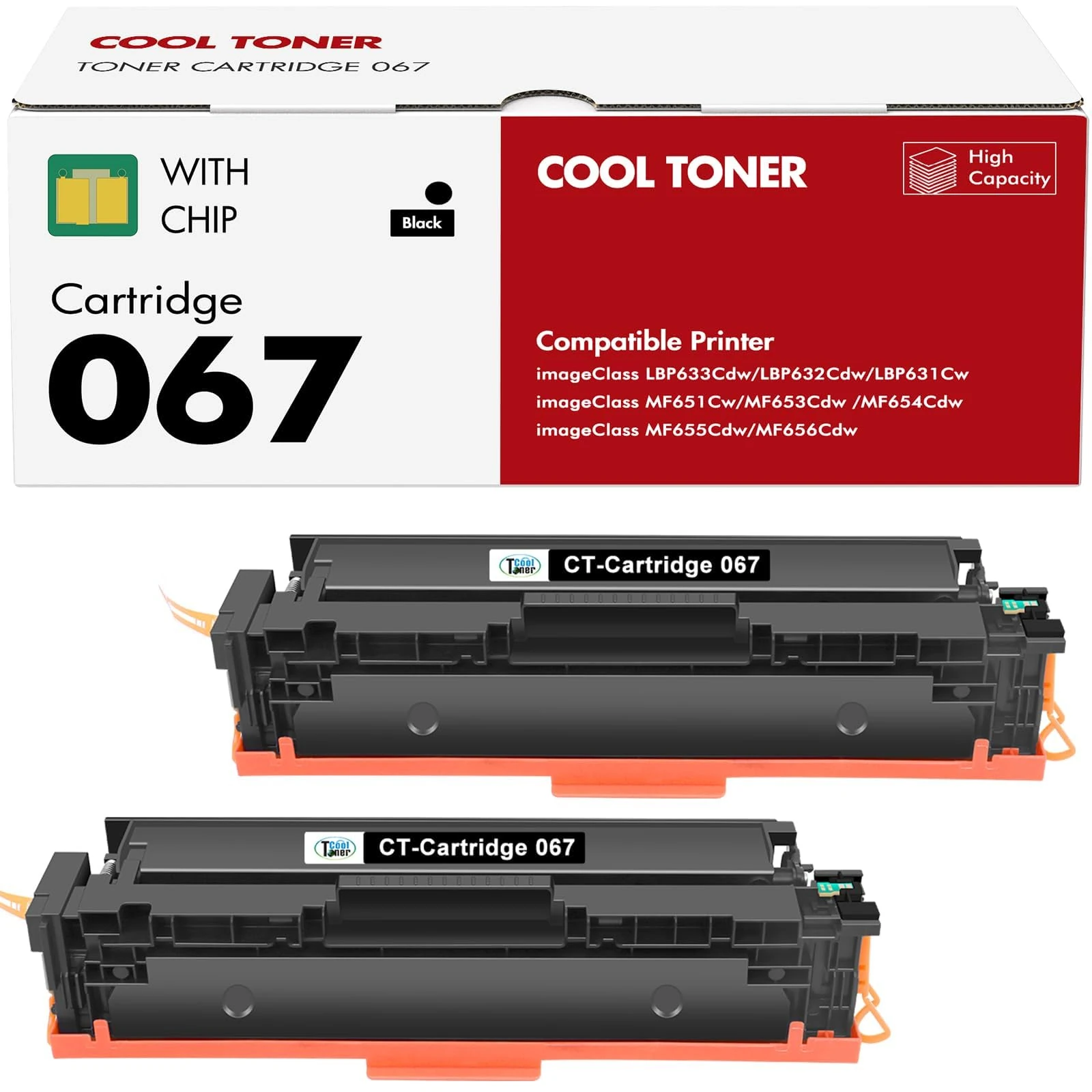 067 Black Toner Cartridge 067H MF654CDW MF656CDW Compatible Replacement for Canon 067 Black 067H imageClass LBP633Cdw LBP632Cdw LBP631Cw MF651Cw MF653Cdw MF655Cdw Printer 2 Pack High Yield Ink
