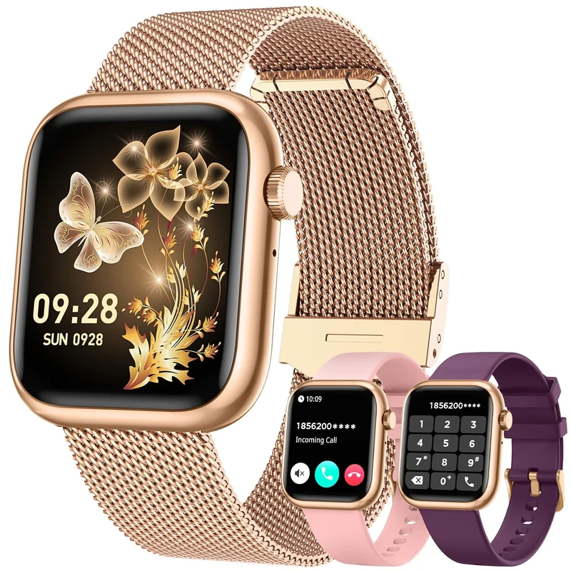 Women Smartwatch Fitness Tracker for Lady: 1.83'' Smart Watch for Women Answer/Make Call with iP67 Heart Rate Sleep Monitor Steps Counter 120+ Sports Digital Wrist Watches 3 Straps for Android iPhone