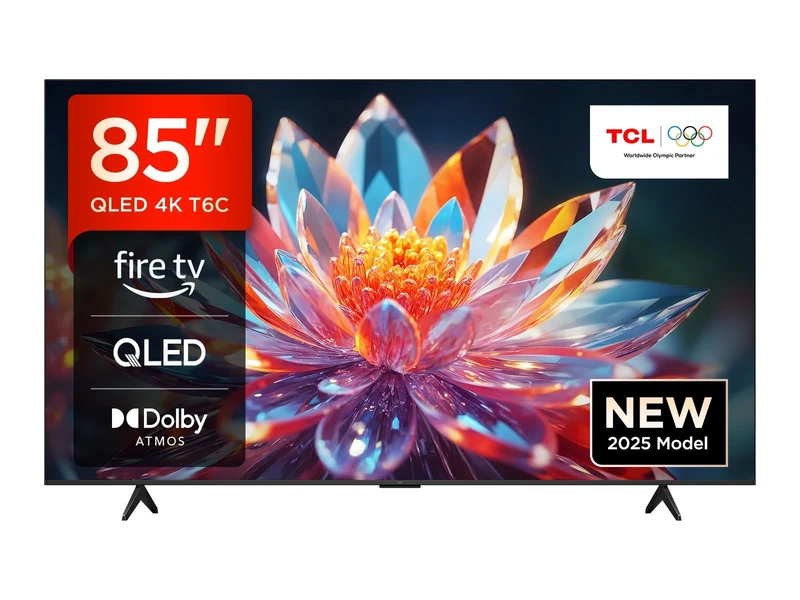 TCL 85T6C-UK 85” QLED 4K HDR TV, Fire TV (Smart TV with Dolby Vision & Atmos, HDR10+, Press & Ask Alexa, 2025 New Model)