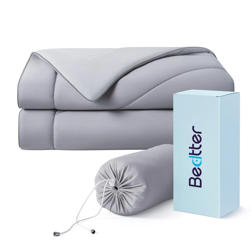 Bedtter Cooling Blankets for Hot Sleepers - Summer Blanket Thin Lightweight Breathable Soft Double Side with Bag for Travel, Cooling Comforter for Couch Sofa, Keep Cool for Night Sweats (Grey 50"x60"