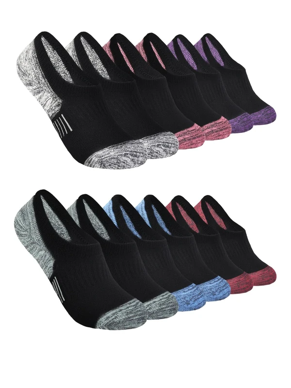 Generic Women's No Show Low Cut Socks - 6 Pairs, 6 Colors, Cushioned