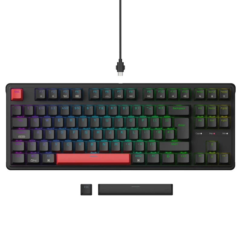 Keychron C3 Pro Custom Gaming Keyboard ISO UK Layout, Hot-Swappable QMK Programmable 87 Keys Compact TKL Wired Mechanical Keyboard, RGB Backlits Gasket Mount with Brown Switches for Mac/Windows/Linux