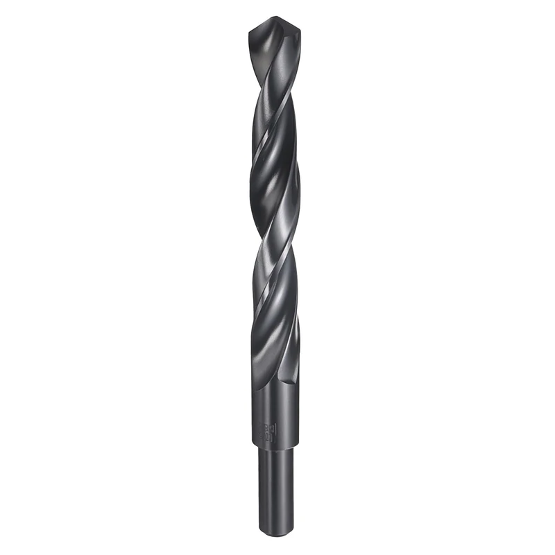 sourcing map 17.5mm Drill Bit 13mm Reduced Shank Round 4241 High Speed Steel Nitriding Black 118° Standard Point for Plastic Wood Copper Aluminum Iron Medium Soft Metal
