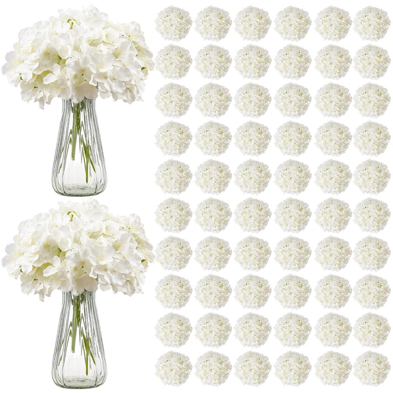 VEVOR Artificial Flowers, 205 pcs Real Looking Ivory Silk Fake Hydrangea Bulk, Ivory Faux Bridal Shower with Stems for DIY Wedding Bouquets, Home Centerpieces Arrangements, Party Tables Decorations - Image 1