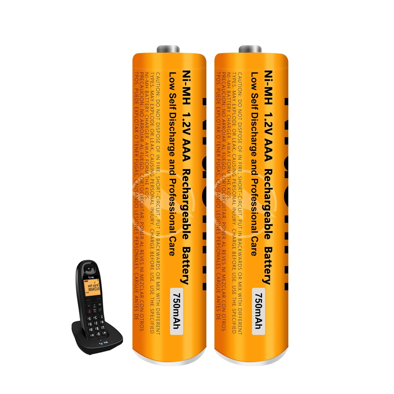 1.2V 750mah NI-MH AAA Rechargeable Battery for Panasonic BT, 2 Pack AAA rechargeable Batteries for Gigaset Cordless Phones