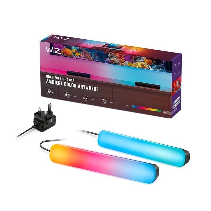 WiZ Gradient Light Bars – RGBIC Displays Multiple Colors at Once - Versatile Placement - Easy Setup, Connects to Wi-Fi - Control with App/Voice, Works with Google Home, Alexa and HomeKit, 1 Pack