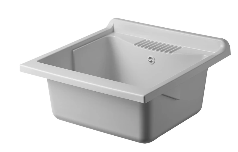 Negrari PP Resin Base for Washbasin, Moisture Resistant, Acid Resistant for Common Use, Drain Kit Included, Indoor and Outdoor, W60 x D60 x H30 cm, White - Image 1