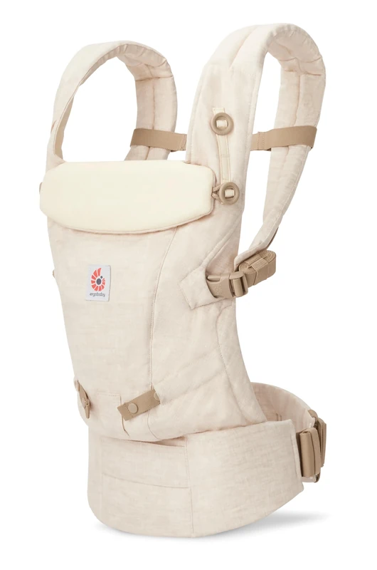 Ergobaby Adapt Carrier for Newborns from Birth, 3 Positions, Ergonomic Linen Carrier Baby Front-Inward and Back Carry Position, Natural Linen