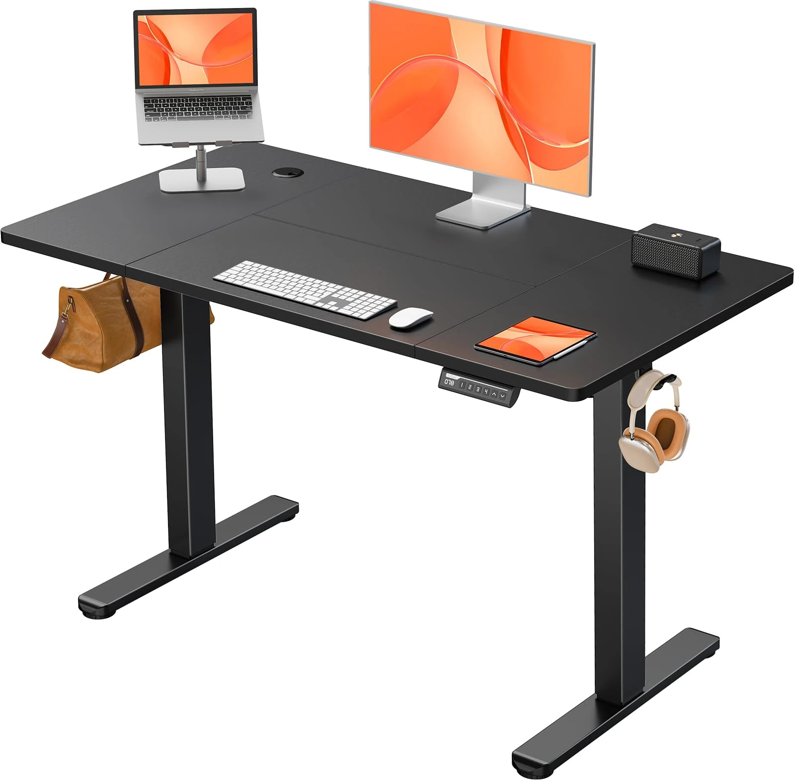 ErGear Electric Standing Desk Height Adjustable 120 x 60cm, Sit Stand Desk with 4 Memory Smart Pannel, Home Office Desk with Splice Board