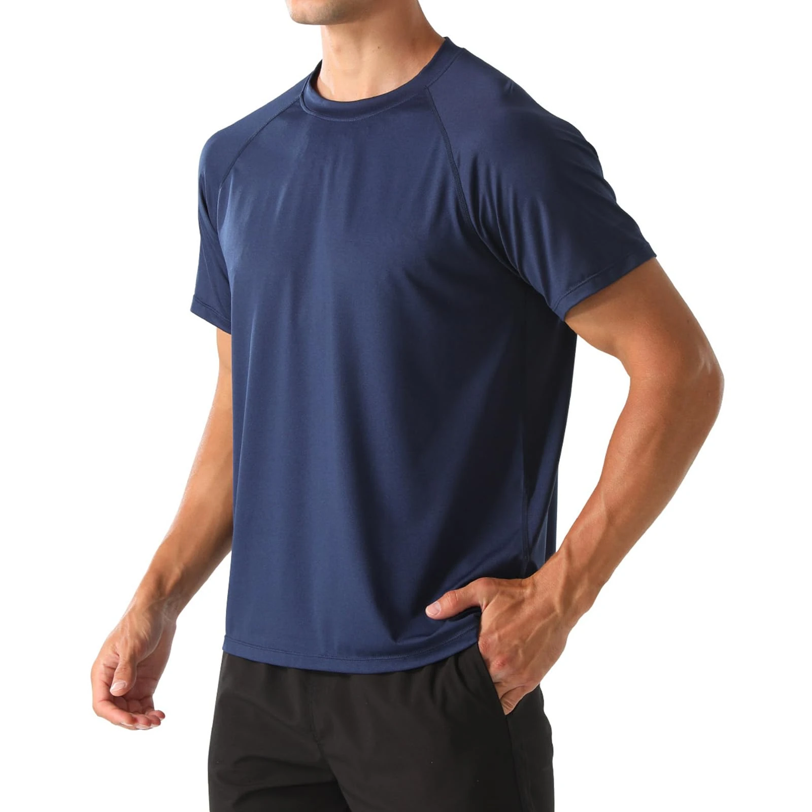 HYCOPROT Men's Sports T-Shirts Quick Dry Breathable Short Sleeve Tops Moisture Wicking Running Workout Bodybuilding T-Shirts Navy