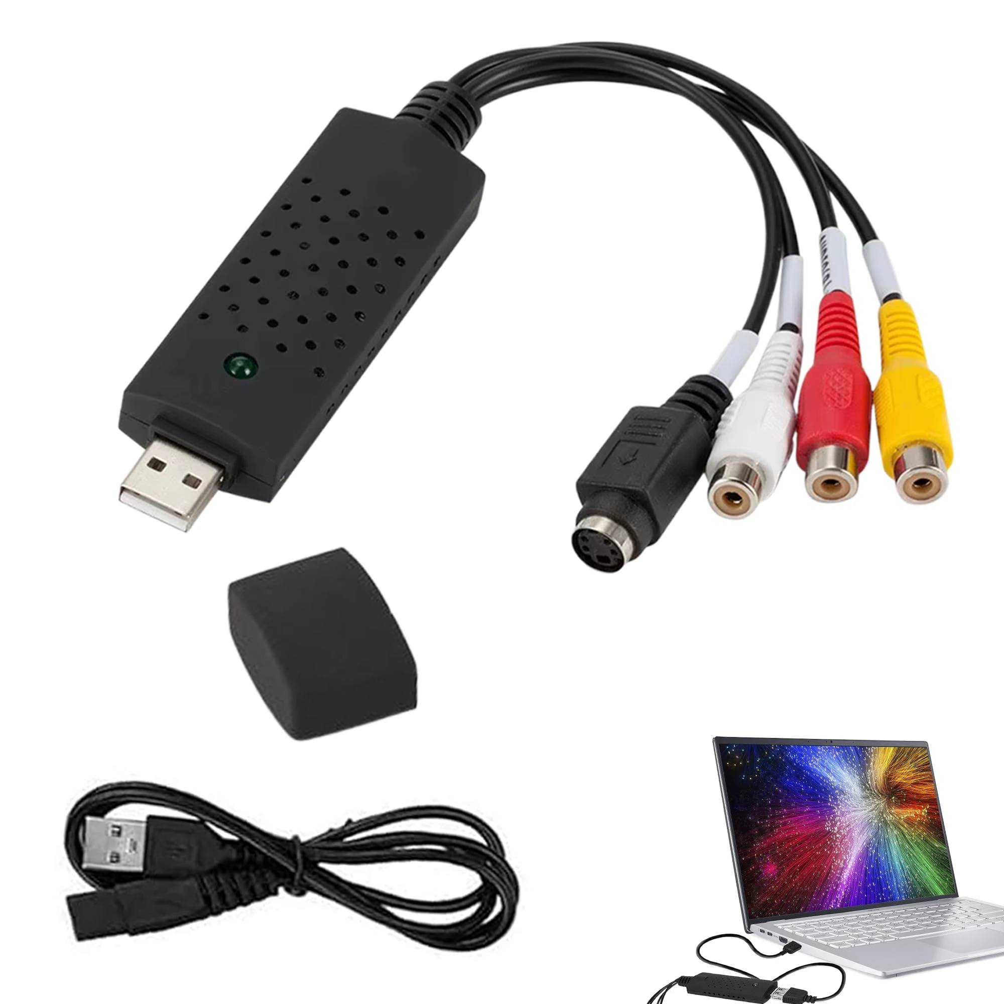 USB Video Capture VHS to Digital Converter RCA to USB Video Converte for PC TV, MAC Windows Vista Compatible