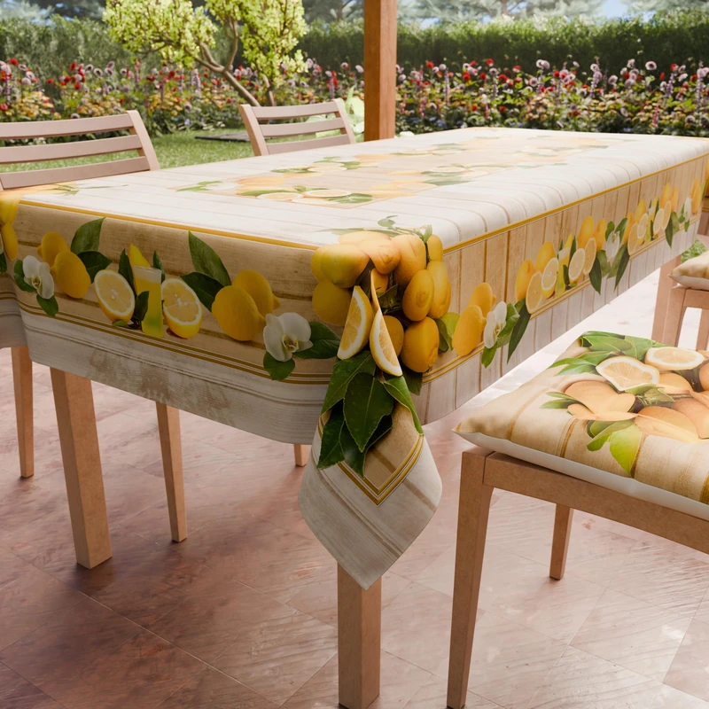 PETTI Artigiani Italiani - Stain Resistant Kitchen Tablecloth, Lemon 15 Seats (140 x 300 cm), 100% Made in Italy