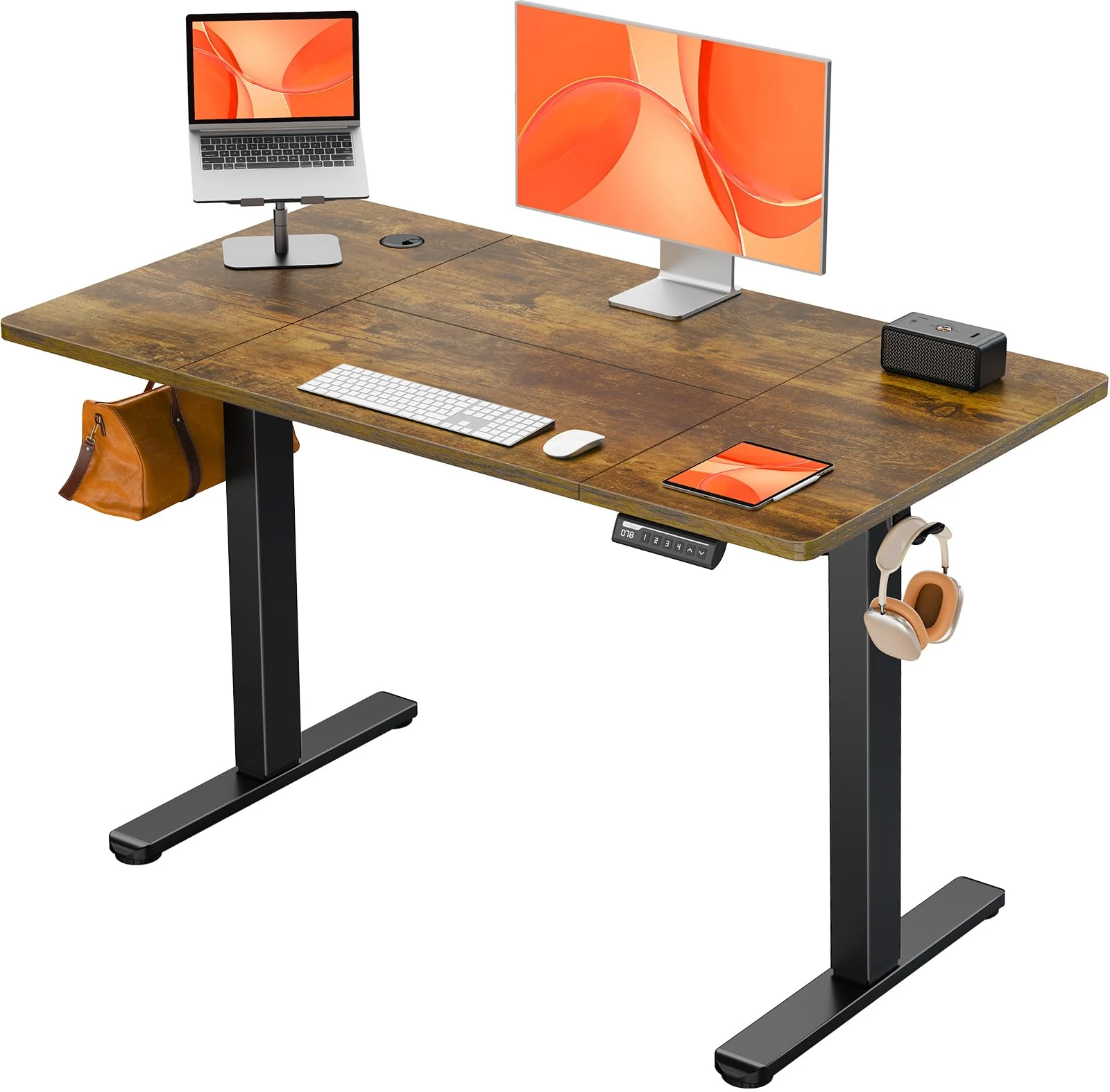ErGear Electric Standing Desk Height Adjustable 120 x 60cm, Sit Stand Desk with 4 Memory Smart Pannel, Home Office Desk with Splice Board