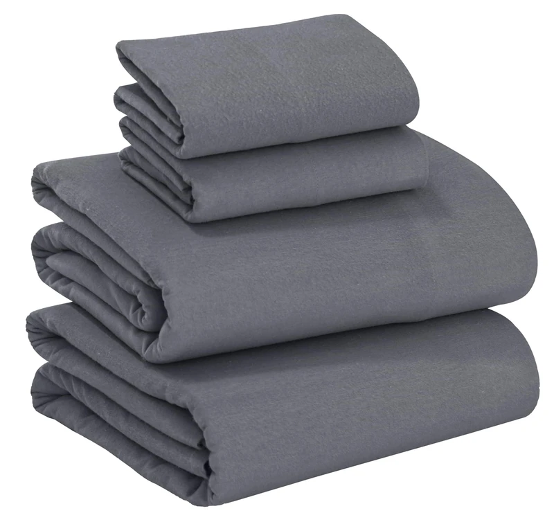 Ruvanti 100% Cotton Flannel Sheets Full Size - 4 Piece Warm, Soft & Breathable, Deep Pocket, Double Brushed Cozy All Season Bedding Set, Dark Grey