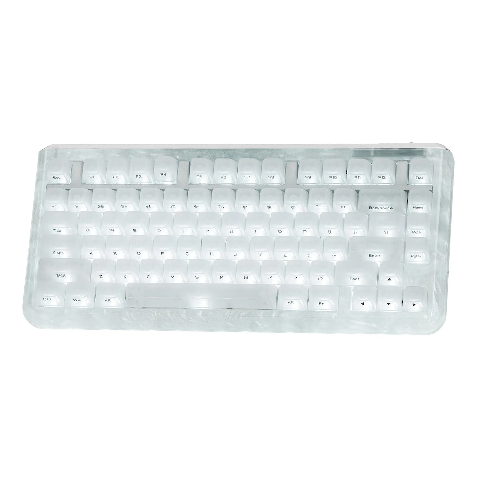 KiiBoom Jade75 75% CNC+UV Resin Molding Mechanical Keyboard with RGB Backlits, BT5.0/USB-C/2.4GHz Wireless Gaming Keyboard, QMK&VIA Programmable, Hot-Swappable for Windows/Mac/Linux (White)