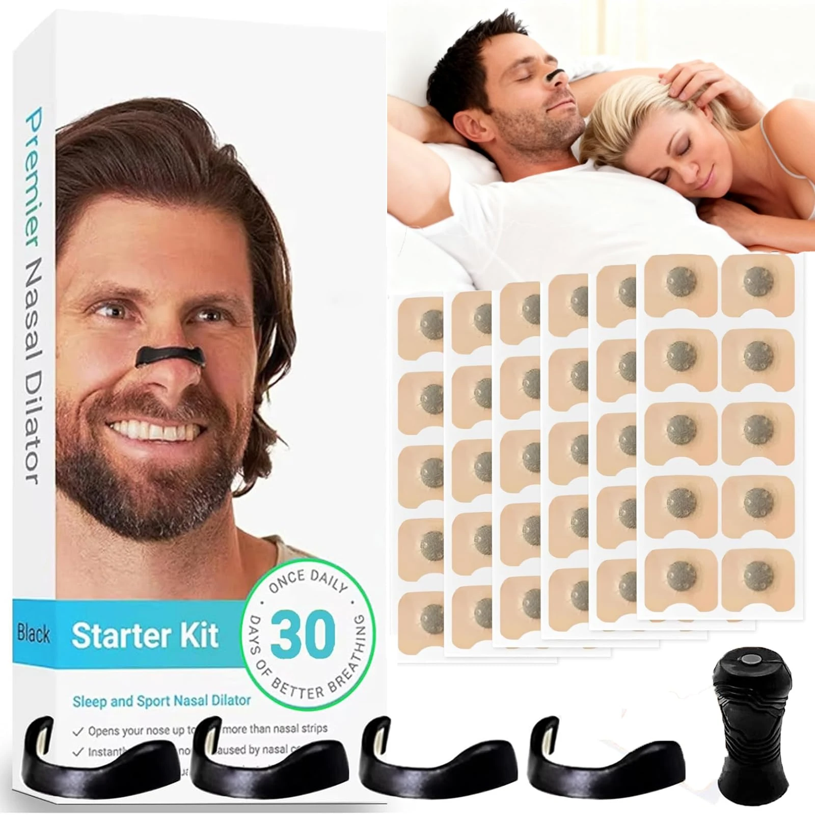 60Pcs Magnetic Nose Strips, Nose Magnet for Breathing, Anti Snoring Devices, Snoring Aids for Men, Reduce Snoring, Improve Sleep Quality(30Pairs)