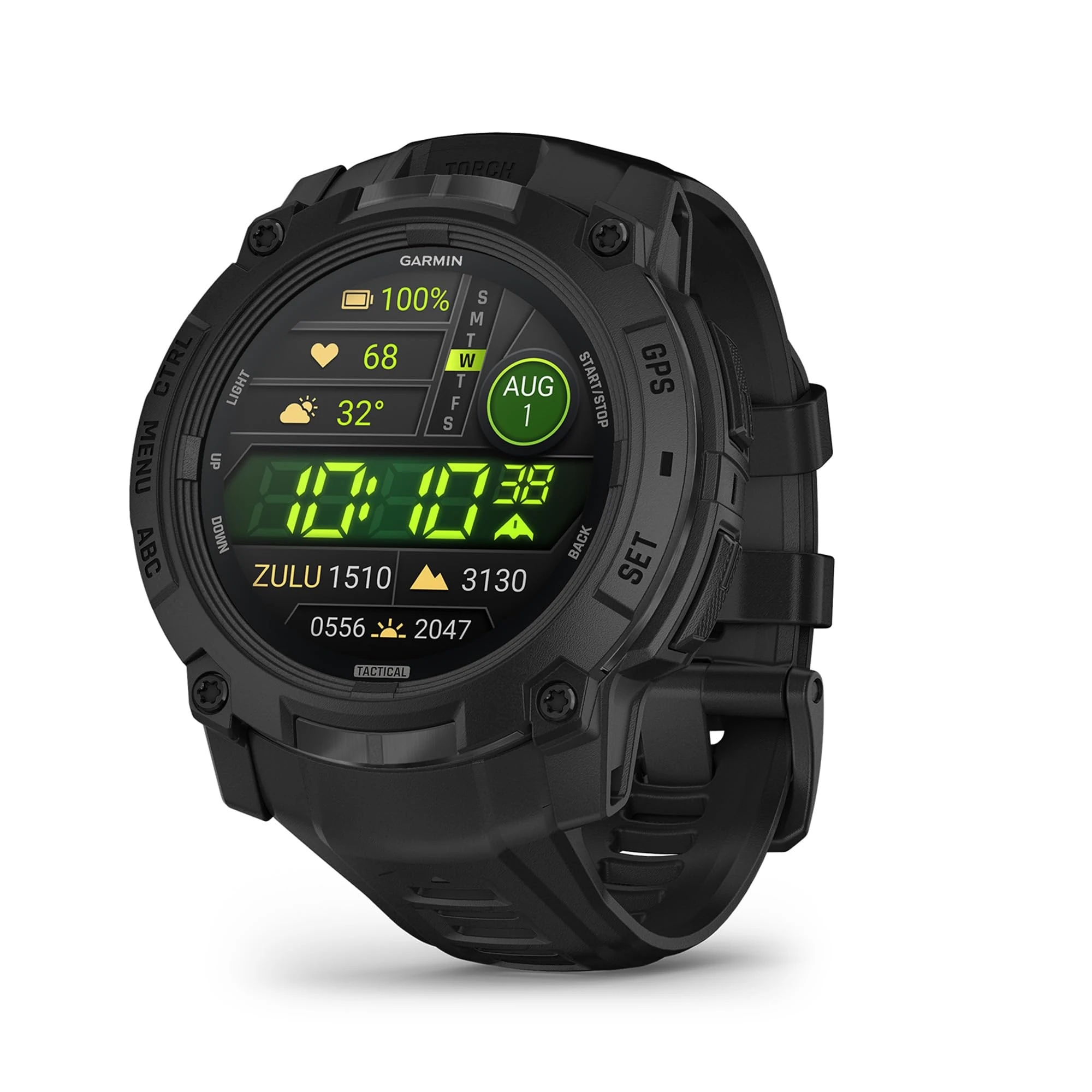 Garmin Instinct 3 Tactical Edition, 50mm AMOLED Rugged GPS Smartwatch,Built in Sports Apps and Health Monitoring, LED Flashlight, Shock Resistant, 10ATM, up to 24 days Battery Life, Black