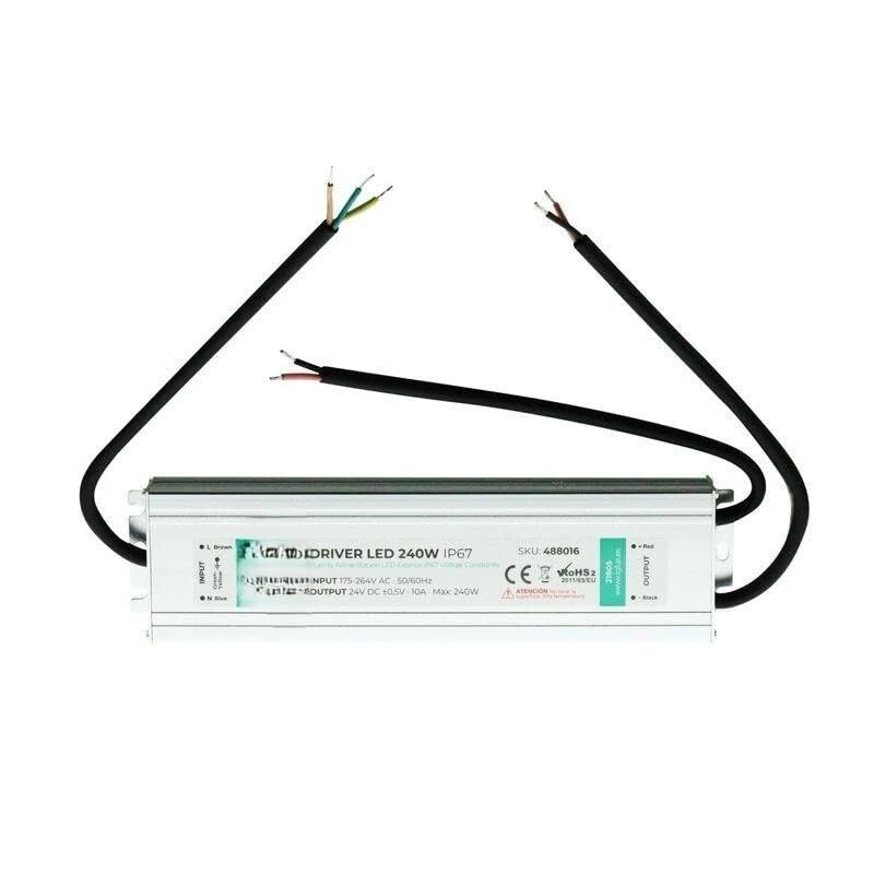 VoltShine 24V 240W IP67 LED Driver: Powerful LED lighting driver, ideal for outdoors.Waterproof and dustproof, ensures optimal performance in any environment.