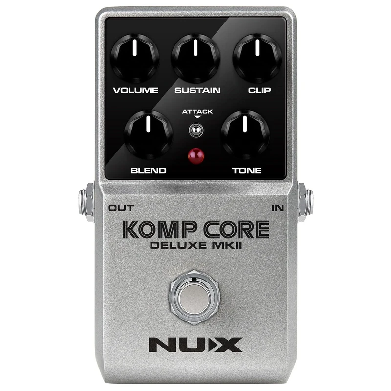 NUX | Komp Core Deluxe MKII Compressor Pedal – Analogue Guitar Compression with Sustain, Clip & Blend Controls – True Bypass, Attack Switch, Compact FX for Electric Guitar, Blues, Rock, Country