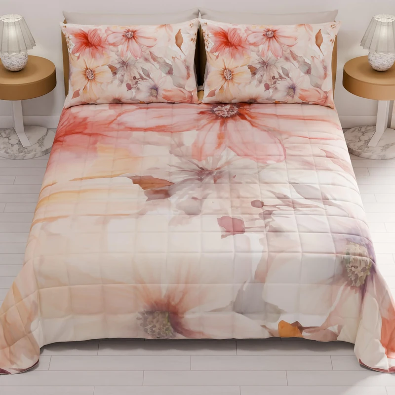 PETTI Artigiani Italiani - Summer Single Bedspread 170 x 260 cm 100 g/m² Double Face, Spring Single Quilt, Lightweight Quilt, Floral 1, 100% Made in Italy