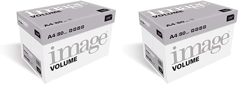 Image Volume A4 White Multi-Purpose Paper 80Gsm - 1 Box - 5 Reams of 500 Sheets - 2,500 Sheets (Pack of 2)