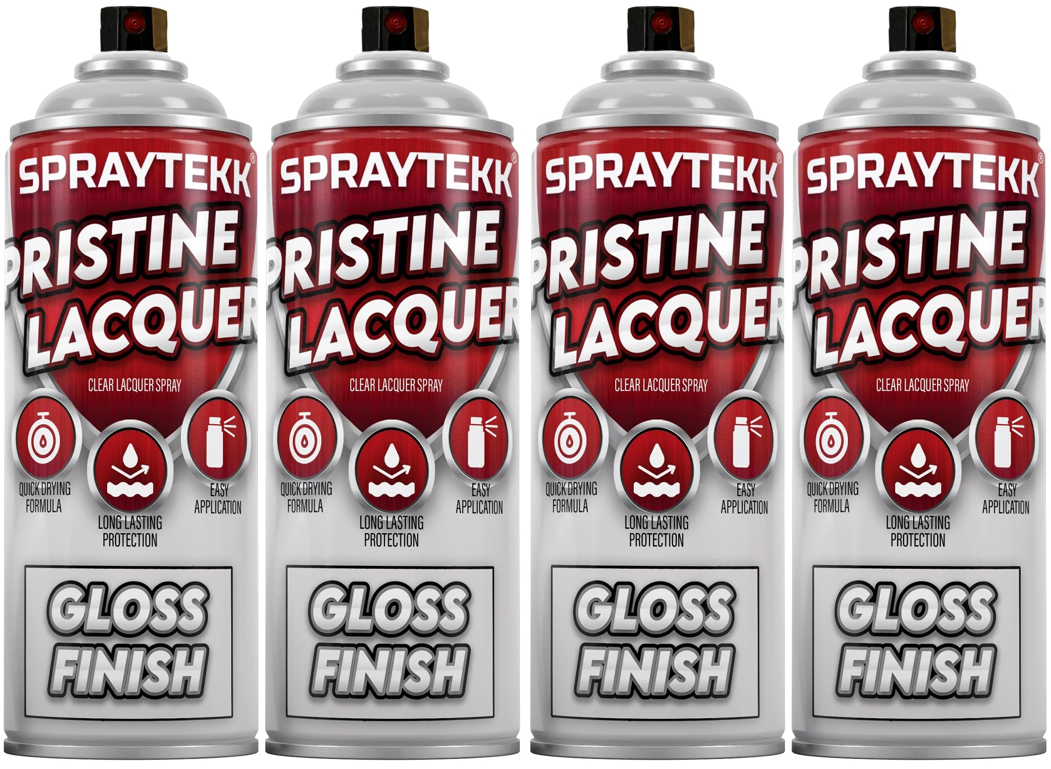 SPRAYTEKK Clear Lacquer Spray Paint | 400ml | Fast-Drying Acrylic Topcoat for Wood, Metal, Plastic & More | Non-Yellowing, UV & Scratch Resistant | Indoor & Outdoor Use (Gloss, 4)