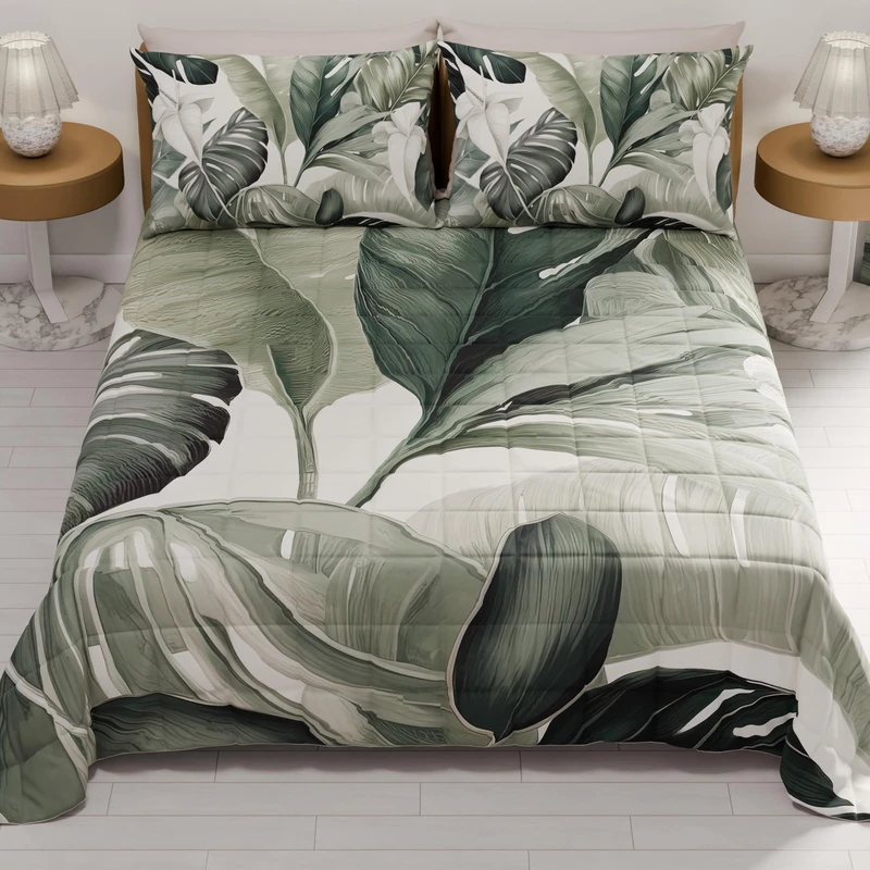 PETTI Artigiani Italiani - Summer Double Bedspread 260 x 270 cm 100 g/m² Double Face, Spring Quilt, Lightweight Quilt, Floral 4, 100% Made in Italy - Image 1