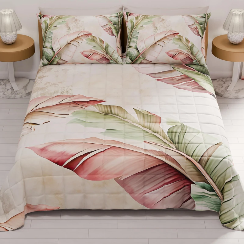 PETTI Artigiani Italiani - Summer Double Bedspread 260 x 270 cm 100 g/m² Double Face, Spring Quilt, Lightweight Quilt, Floral 191, 100% Made in Italy