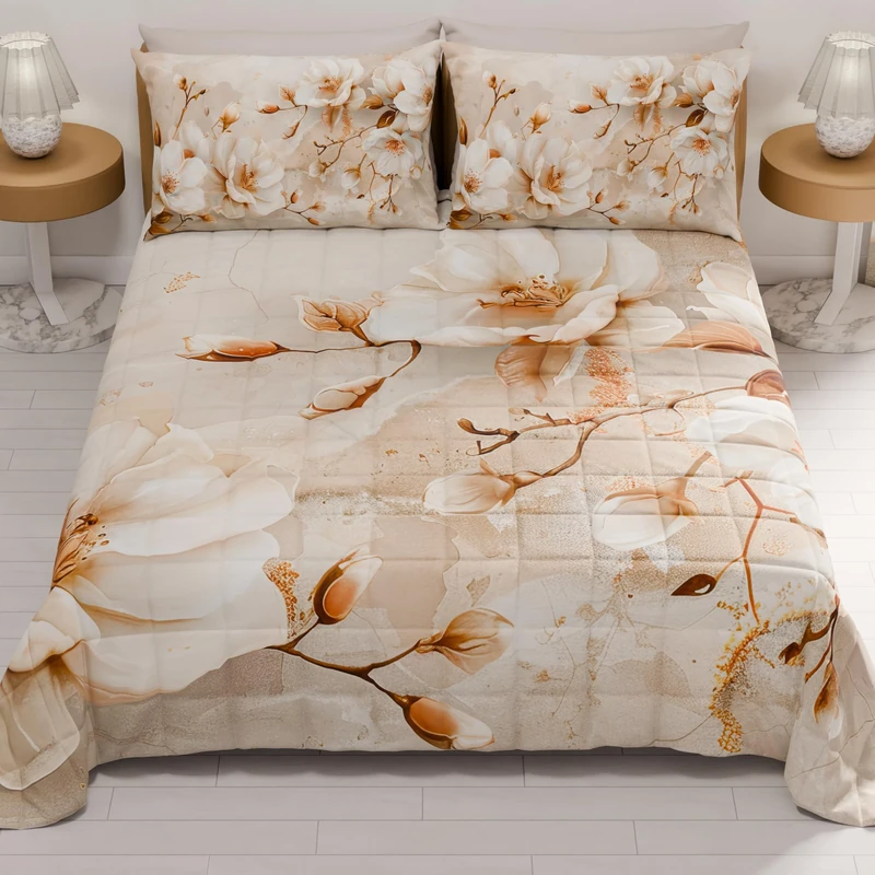 PETTI Artigiani Italiani - Summer Bedspread 220 x 260 cm 100 g/m² Double Face, Spring Quilt, Lightweight Quilt, Floral 12, 100% Made in Italy