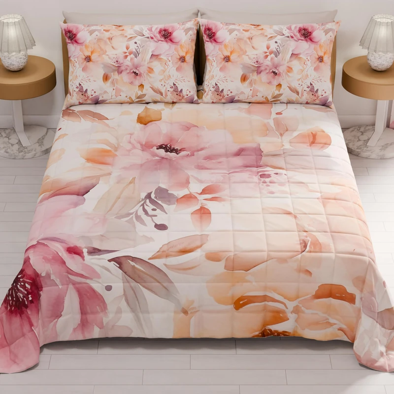 PETTI Artigiani Italiani - Summer Single Bedspread 170 x 260 cm 100 g/m² Double Face, Spring Single Quilt, Lightweight Quilt, Floral 2, 100% Made in Italy
