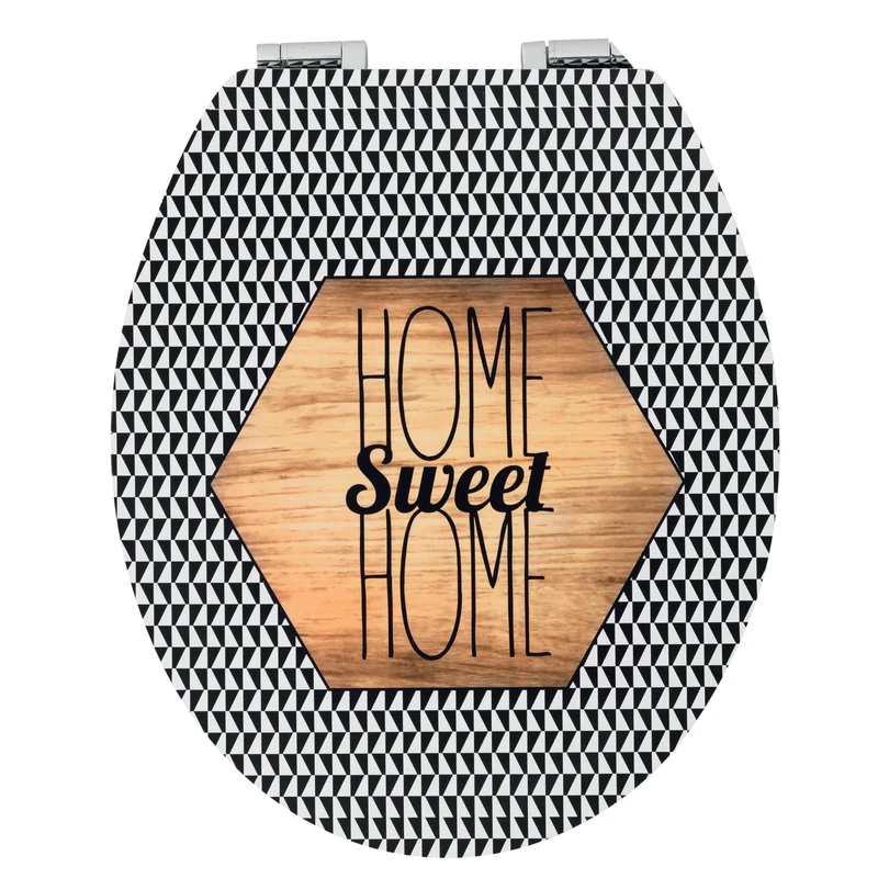 Wirquin 20721624 Abattant wc avec frein de Chute Diplomat 100% FSC, top fix, déclipsable, Sweet Home Toilet seat with Soft Brake, unclippable, Black/White