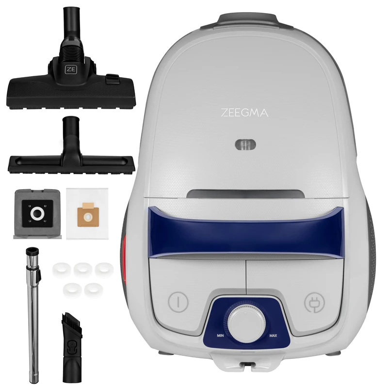 Zeegma ZE-ZONDER VERRE Klassik, Vacuum Cleaner with Bag, Grey/Dark Blue