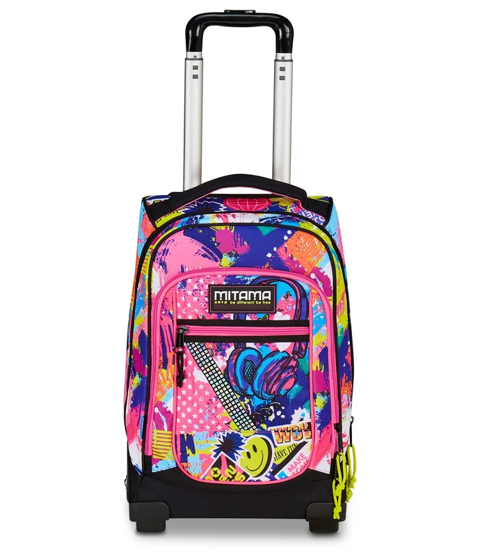 Mitama DR Junior Music Sticker School Trolley Pink with Mega Compartment and Double Handle, Elementary and Middle School, Leisure Trolley for Girls and Girls, Pink, Taglia Unica, Casual