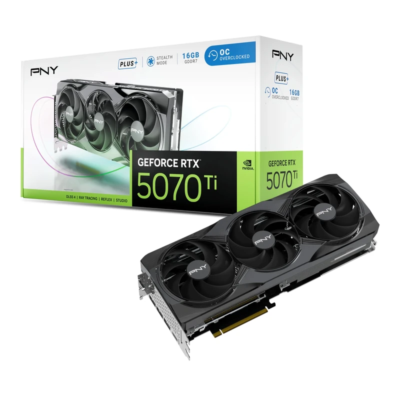 PNY GEFORCE RTX™ 5070 Ti 16GB Overclocked Triple Fan Plus Graphics Card DLSS 4