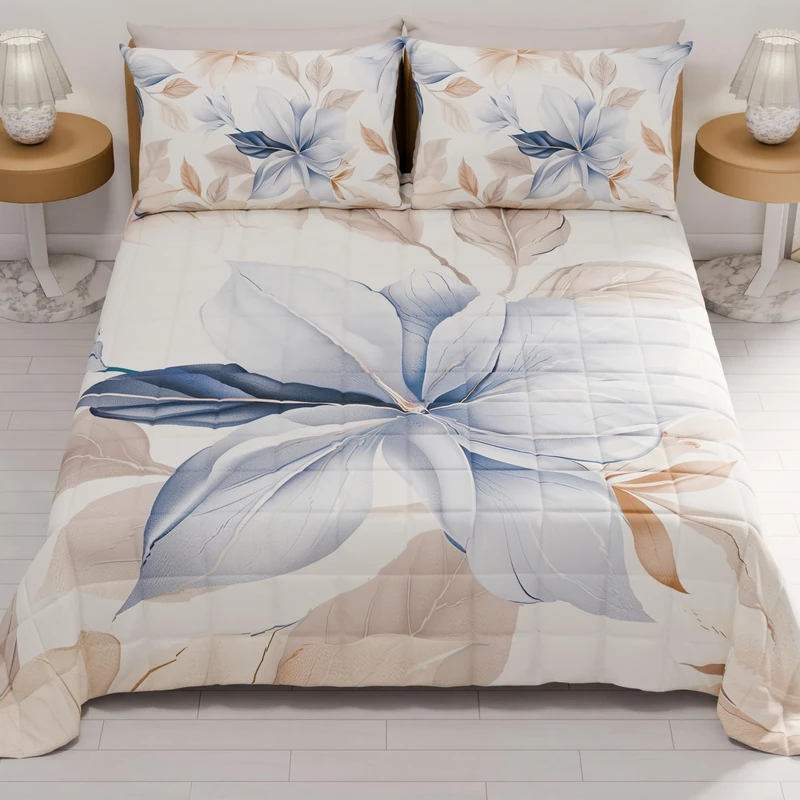PETTI Artigiani Italiani - Summer Double Bedspread 260 x 270 cm 100 g/m² Double Face, Spring Quilt, Lightweight Quilt, Floral 164, 100% Made in Italy