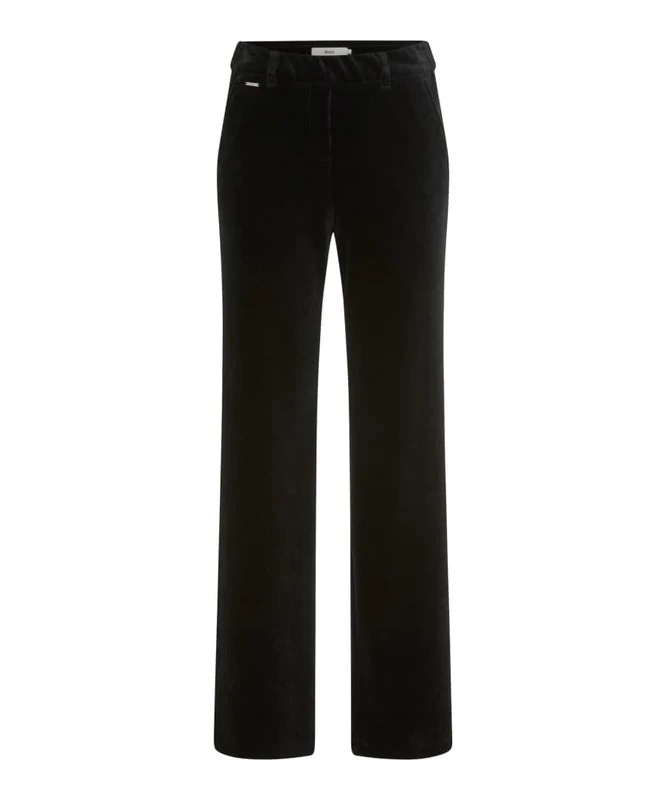 Brax Style.Maine Women's Jersey Corduroy Wide Leg Trousers, 02 Black, 36W x 34L