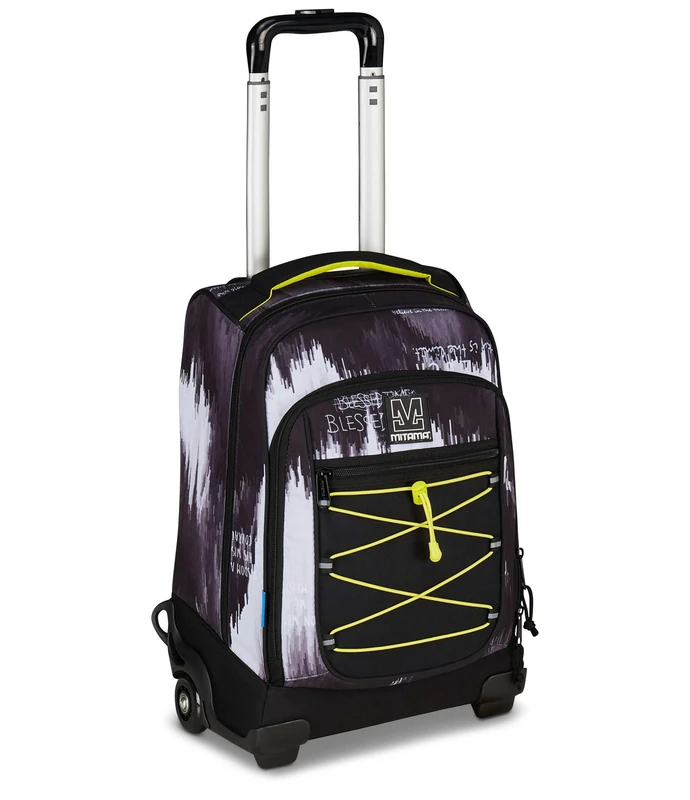 Mitama School Trolley #BDBF Glitch, Black, Double Compartment Backpack, Concealed Shoulder Straps, Middle and Upper School Trolley Bag, Hand Luggage, Boy, Black, Taglia Unica, Casual