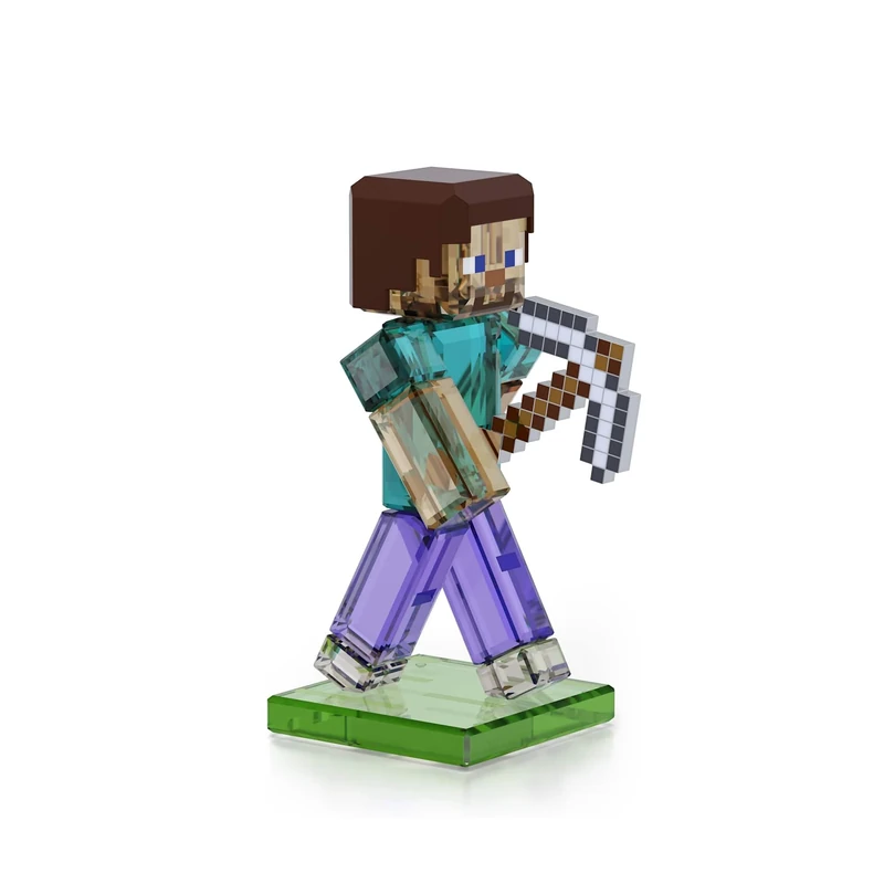 Swarovski Minecraft Steve Figurine, Multicoloured Full-Cut Crystals with Metallic Accents, Part of the Minecraft Collection