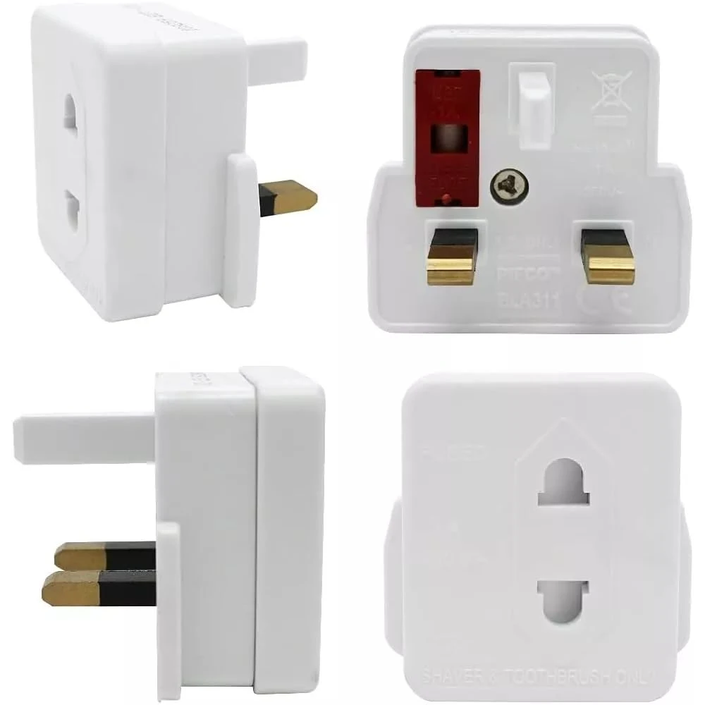 JD Brands Toothbrush Adapter Plug – UK 3-Pin Shaver Plug Adaptor for European to UK Conversion | Toothbrush & Shaver Charger Adapter