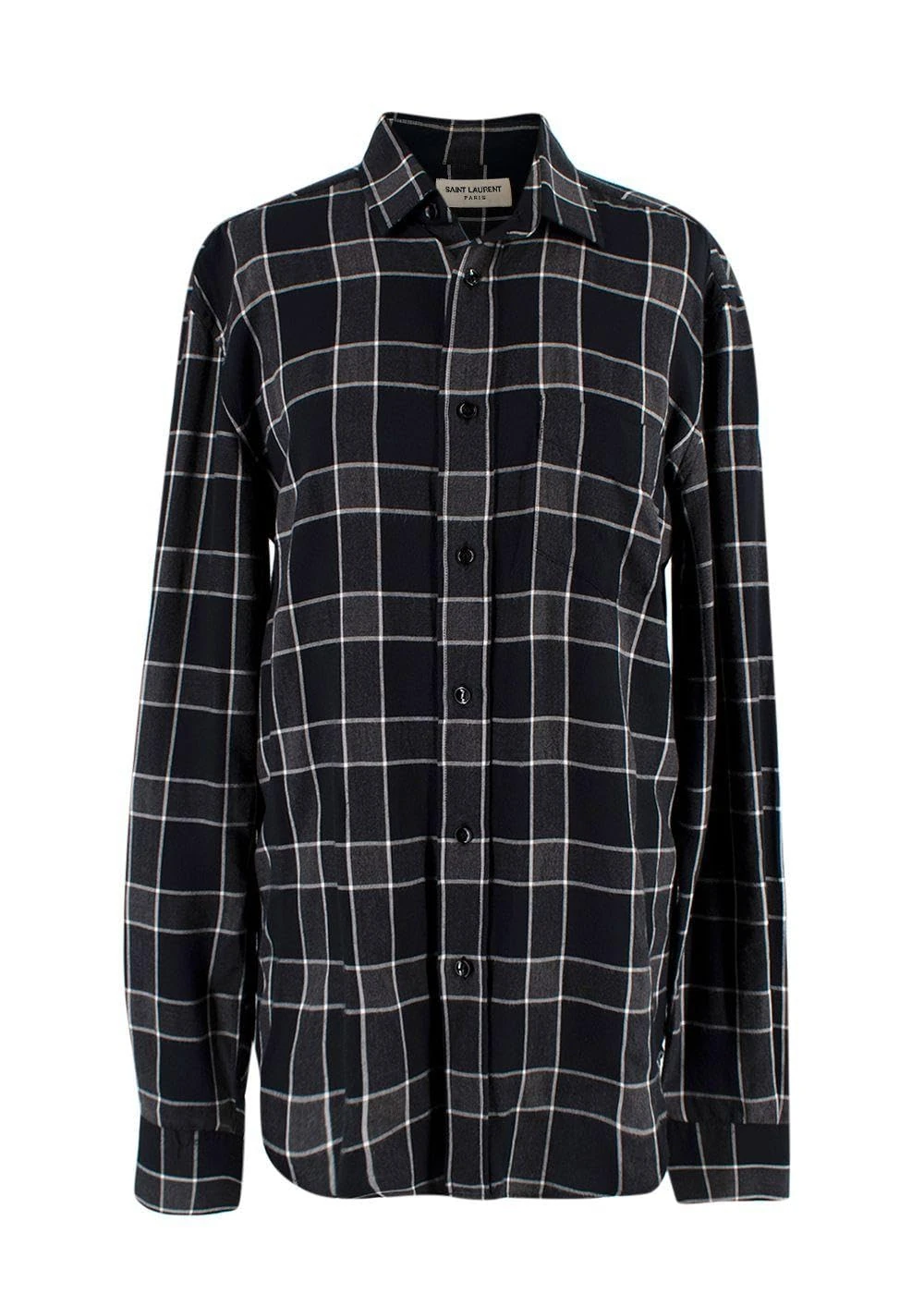 Saint Laurent Pre-Loved Men's Chequered Shirt Grey