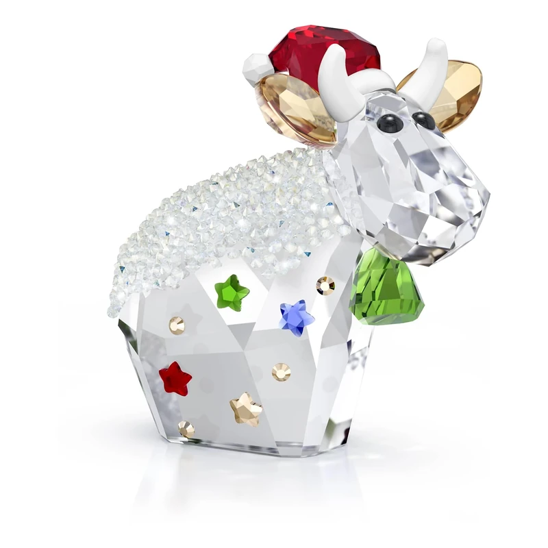 Swarovski Mo Cow Holiday Annual Edition 2025 Figurine, Christmas Motif with Multicoloured Faceted Crystal & Clear Crystal Rocks, Part of the Annual Edition Mo Collection
