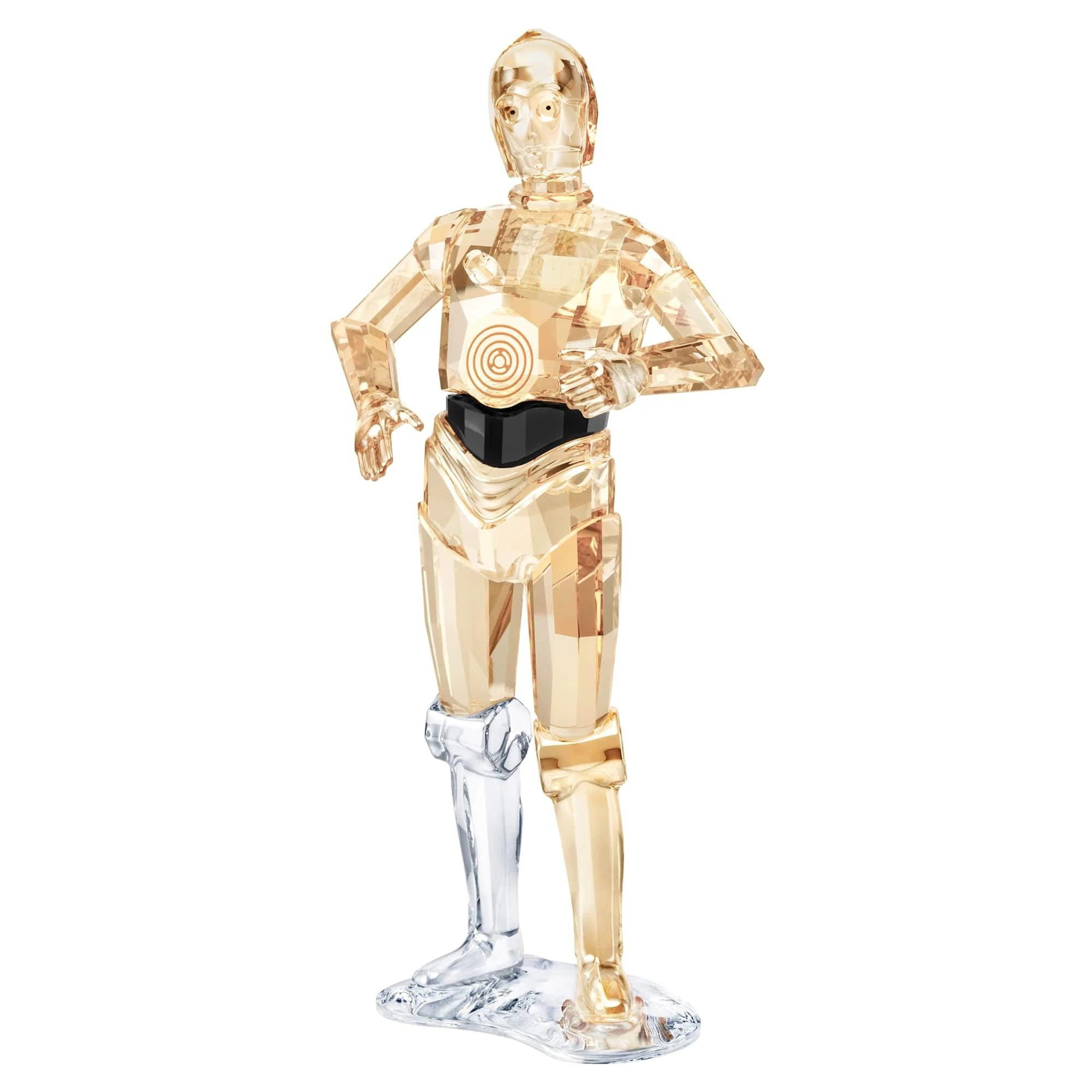 Swarovski Star Wars C-3PO Figurine, Gold-Tone and Clear Faceted Crystal with Black Detailing, Part of the Star Wars Collection