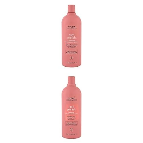 Aveda Nutriplenish Light Moisture Shampoo & Conditioner Duo | for Normal to Dry Hair | Organic Pomegranate Oil, Coconut Oil, Mango Butter | Litre Size