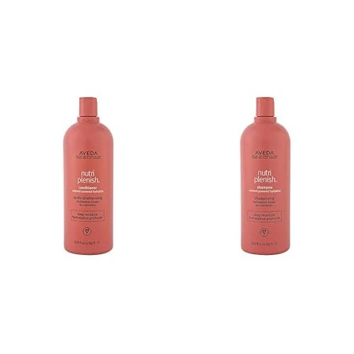 Aveda Nutriplenish Deep Moisture Shampoo & Conditioner Duo | for Dry to Very Dry Hair | Organic Pomegranate Oil, Coconut Oil, Mango Butter | Litre Size