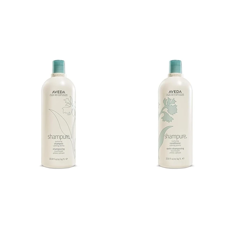 Aveda Shampure Nurturing Shampoo & Conditioner Duo | Daily Shampoo & Conditioner for Normal, Fine to Medium Hair | Silicone Free | Litre Size
